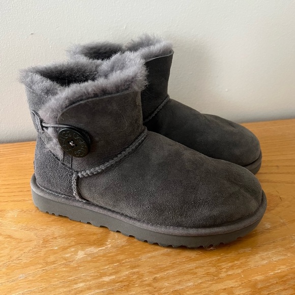 {UGG} Mini Bailey Button ll Grey Boots - Picture 4 of 8
